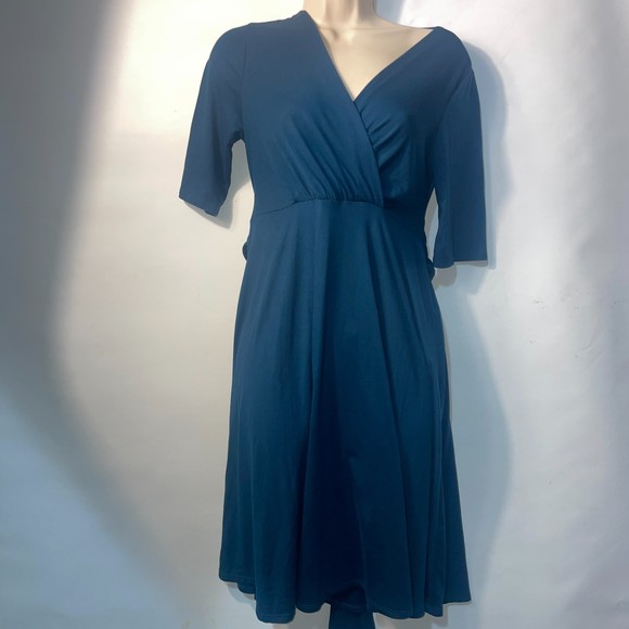 Mother Bee assembled in Mexico maternity midi dress w/ waist ties (M) - Picture 1 of 6